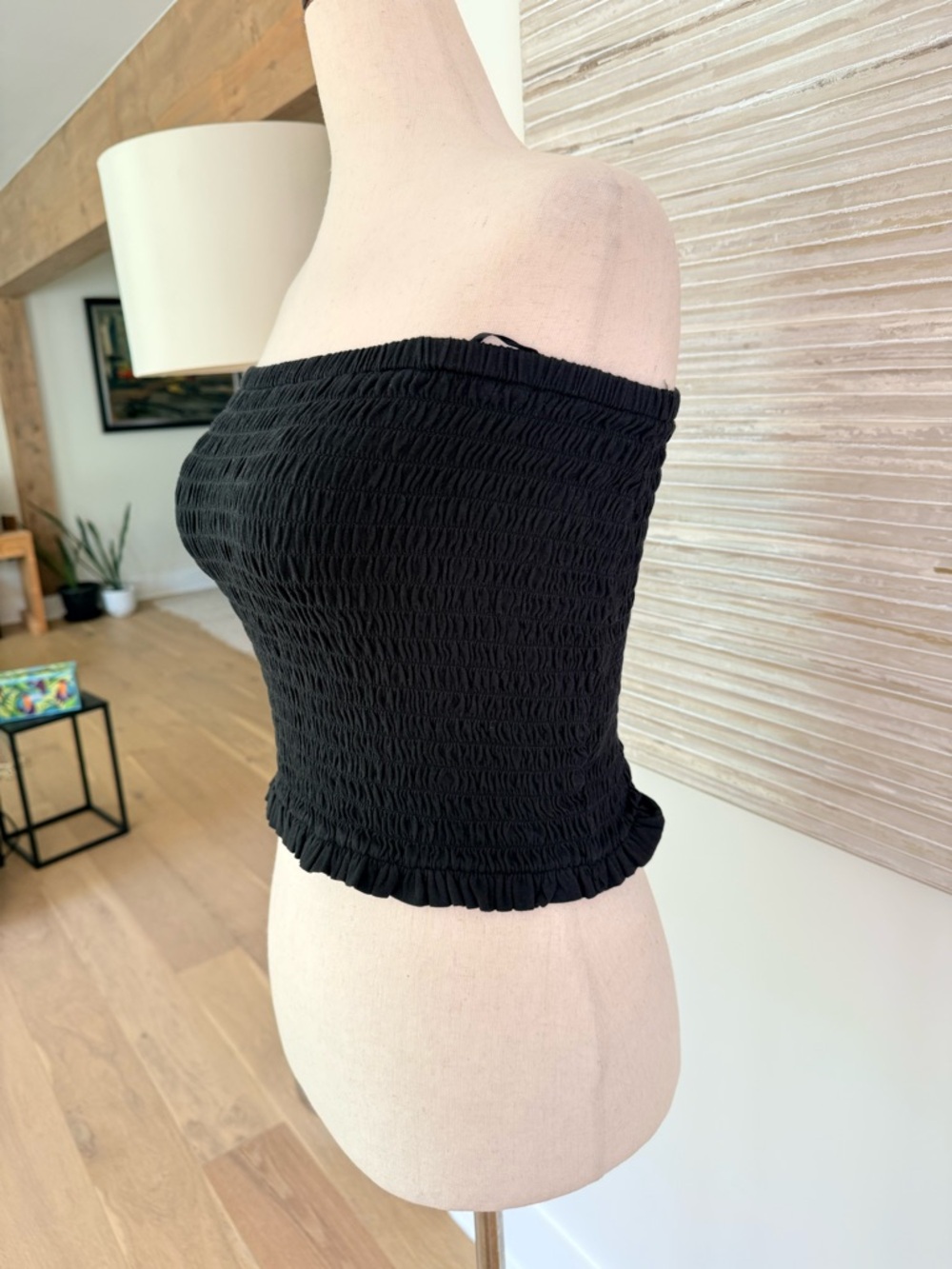 J.Crew Black Smocked Tube Top size XS NWT - Picture 3 of 6